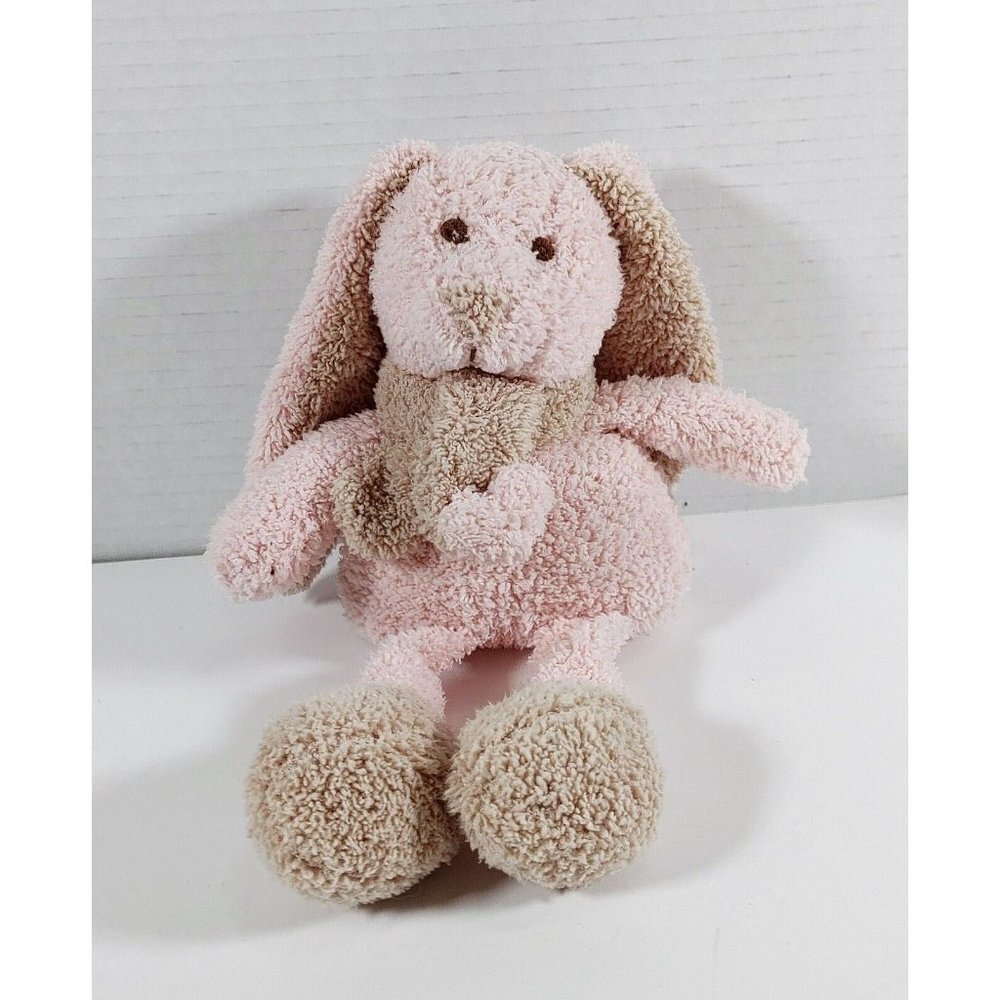 Tiny Treasures Plush Pink Brown Bunny Rabbit Terry Cloth Stuffed Animal 11”